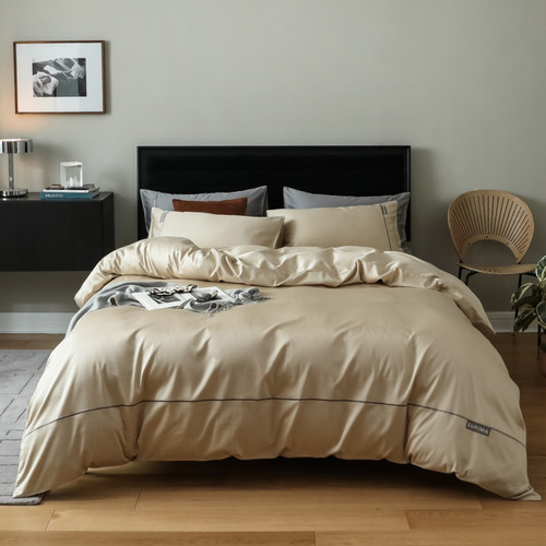 Pattern: Champagne, Size Specification: Fitted Sheet 220 X240 - Embroidered Four-piece Set Simple F Q119-CJCS255955016PK