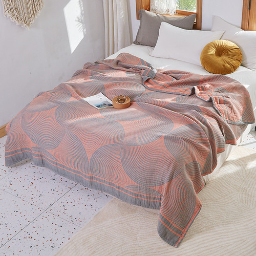 Color: Orange, Size Specification: 230cmx250cm - Four-layer Cotton Gauze Cotton Summer Quilt Nap Bl Q119-CJYD254231006FU