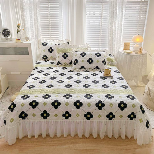 Pattern: You Meng Aroma, Size Specification: 210x245cm Sheet Bed Cover - Cotton Lace Embroidery Qui Q119-CJYD199480352ZA
