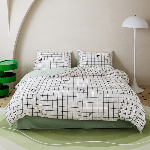 Pattern: Bamboo Bear, Size Specification: 1.5m Fitted Sheet Four Pieces - 2024 New All-cotton Print Q119-CJCS208141734HS