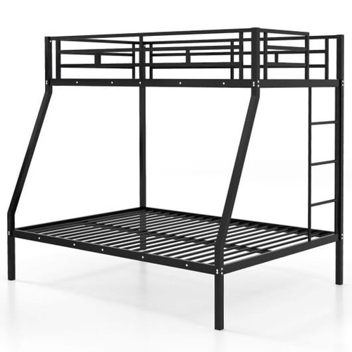 Space-saving Metal Slatted Bed Frame for Teens and Adults Noise-free No Box Spring Needed-Black - C D681-HU10638DK