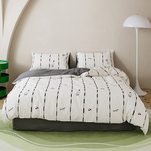 Pattern: Fruit Tea, Size Specification: 1.8m Flat Sheet Four Pieces - 2024 New All-cotton Printed F Q119-CJCS208141738LO