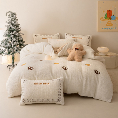 Pattern: Cute Love, Size Specification: 1.5m flat sheet 4piece set - Thickened Heavy Weight Alpaca  Q119-CJCS252567902BY