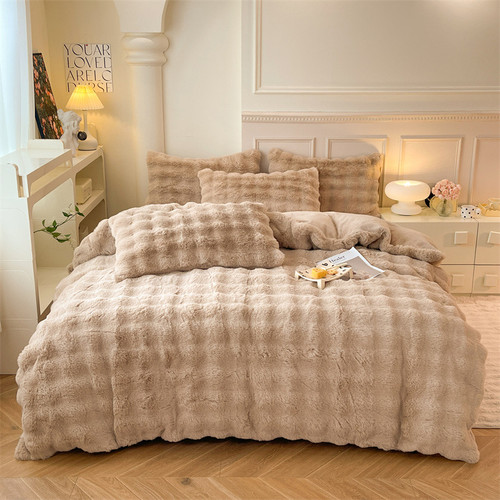 Color: Camel, Bedding Size: 1.8M flat sheet - High-end Dehaired Angora Milk Fiber Bed Thickened Bla Q119-CJCS254702858FU
