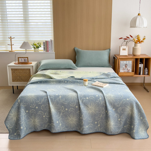 Pattern: Paris Story Blue, Size Specification: 180x220 cm - Cotton Three-layer Yarn Towels Quilt An Q119-CJYD254232614NM