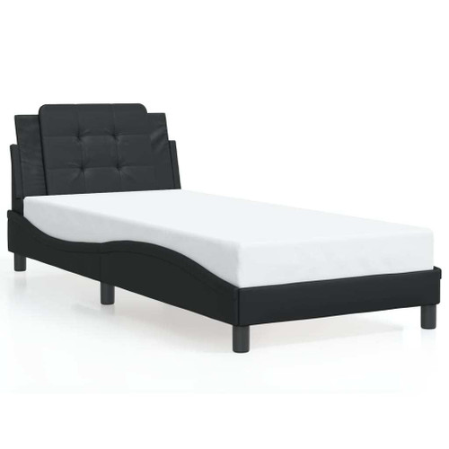 Bed Frame with LED without Mattress "Zadar" Black 39.4"x74.8" A949-3214138