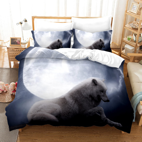 Pattern: Wolf 18, Size: 210?—210 - Bed Home Textile Wolf Digital Printed Three-piece Set Q119-CJYD206053566NM