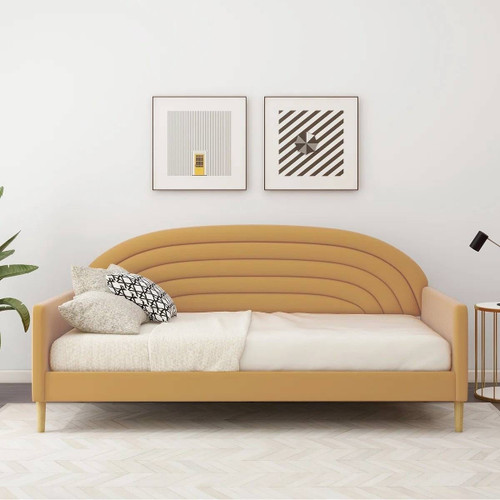 Twin size Mid-Century Modern Yellow Velvet Upholstered Daybed Q280-YOUDB24925731