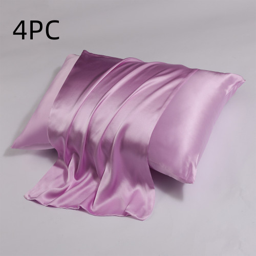 Color: Light Purple, Size: 51x76CM-4PC, style:  - Zipper Silk Double-sided Pillowcase Household Q119-CJCS247223322VE