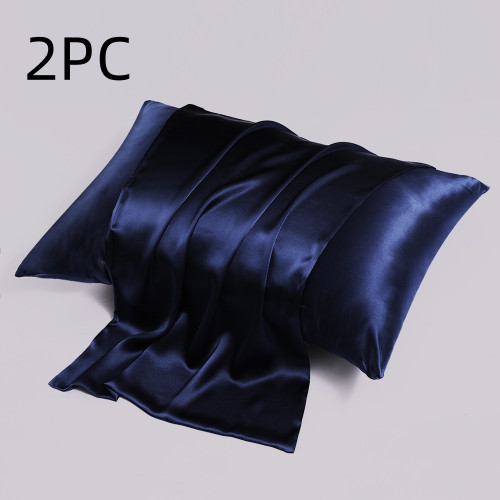 Color: Navy Blue, Size: 51x91CM-2PC, style:  - Zipper Silk Double-sided Pillowcase Household Q119-CJCS247223335IR