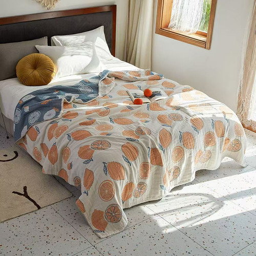 Pattern: Lemon Beige, Size Specification: 150cmx200cm - Cotton Gauze Four-layer Soft Single Double  Q119-CJYD254720407GT