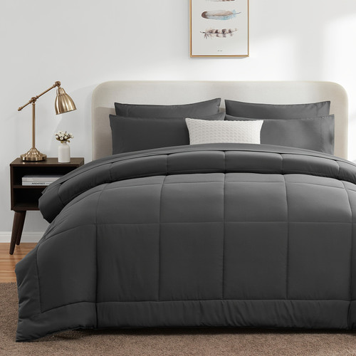Color: DarkGray, Size: Full - 7-piece Bagged Bedding Set Suit Q119-CJYD245271404DW