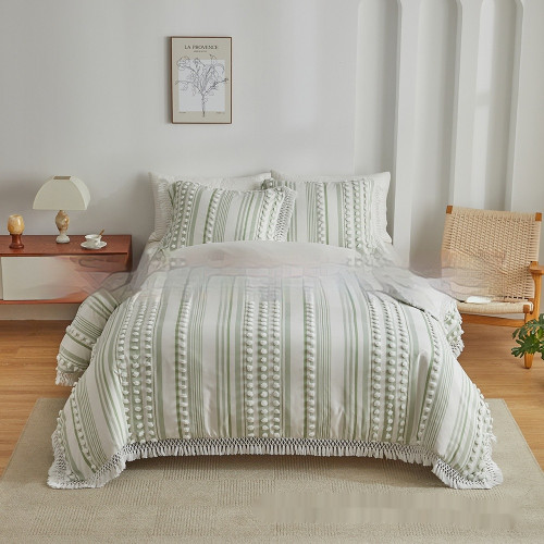 Color: Fruit Green, Size: 228x228cm - Bedding Craft Solid Color Campus Zaihuile Tassel Dot Three-pi Q119-CJYD244639424XC
