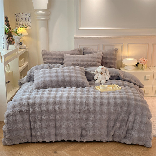 Color: Space Gray, Bedding Size: 1.5M flat sheet - High-end Dehaired Angora Milk Fiber Bed Thickene Q119-CJCS254702849WD