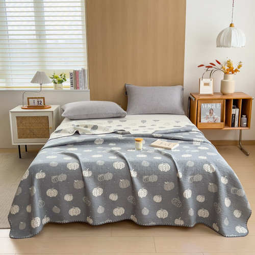 Pattern: Pumpkin Party Gray, Size Specification: 200x230 cm - Cotton Three-layer Yarn Towels Quilt  Q119-CJYD254232636JQ