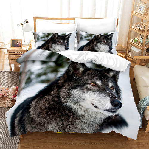 Pattern: Wolf 20, Size: 228?—264 - Bed Home Textile Wolf Digital Printed Three-piece Set Q119-CJYD206053556DW