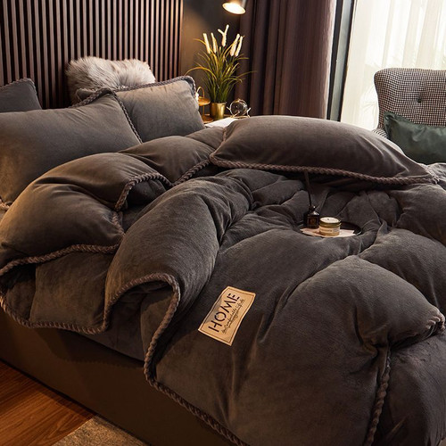 Pattern: Dark Gray A Style, Size Specification: 150X200cm - Coral Fleece Plus Velvet Thick Duvet Co Q119-CJYD255722732FU