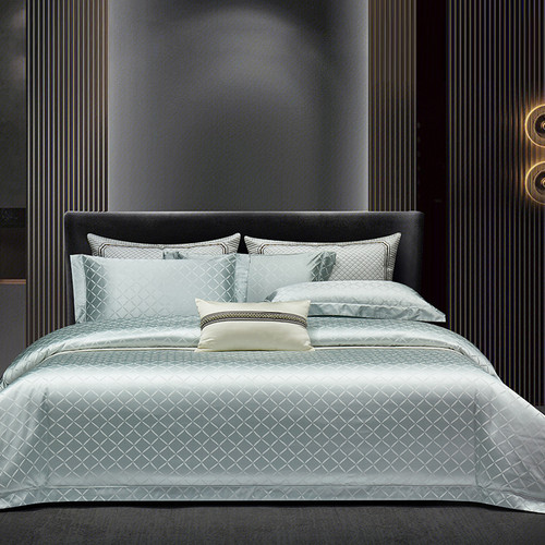 Flower: Smart Blue, Dimensions: 200cm - Light Luxury High-end Jacquard Long-staple Cotton Four-piec Q119-CJCS196554606FU