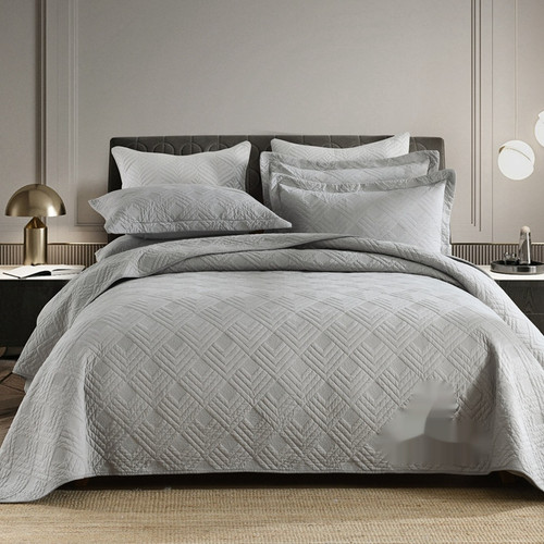 Pattern: New Plaid Light Gray, Size: 230x250cm - Double-sided Plus-sized Pure Cotton Bed Cover All  Q119-CJYD246189439MN