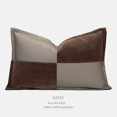 Color: Dark Brown Flannel 30x50cm, Size: Pillowcase Only - Modern Light Luxury Vintage Sofa Flannel Q119-CJZT203867101AZ
