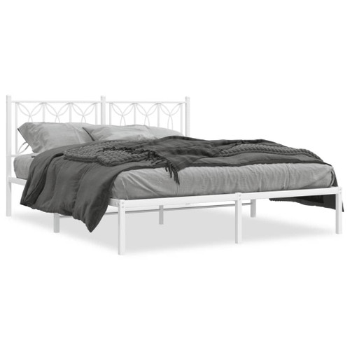  Bed Frame White Steel King Bed Frame Rectangular Modern A949-376179