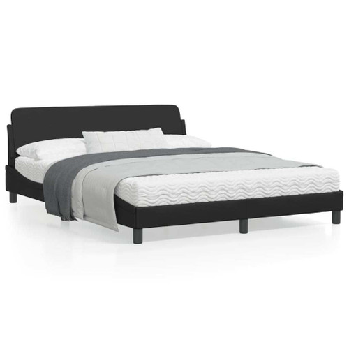  Bed Frame Black Faux leather, metal, solid pine wood, plywood Queen A949-373294
