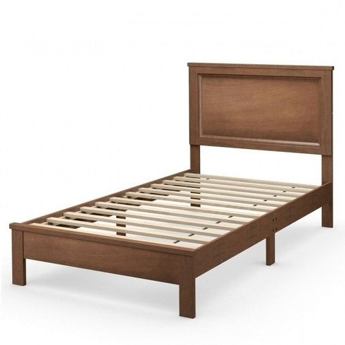 Twin Size Modern College Dorm Wooden Platform Bed in Walnut Q280-WACO9205