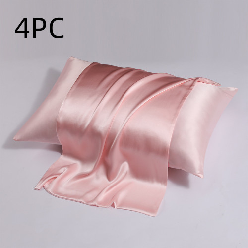 Color: Light Pink, Size: 51x76CM-4PC, style:  - Zipper Silk Double-sided Pillowcase Household Q119-CJCS247223310JQ