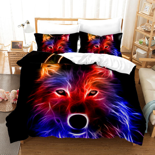 Pattern: Wolf 10, Size: 220?—240 - Bed Home Textile Wolf Digital Printed Three-piece Set Q119-CJYD206053541OL