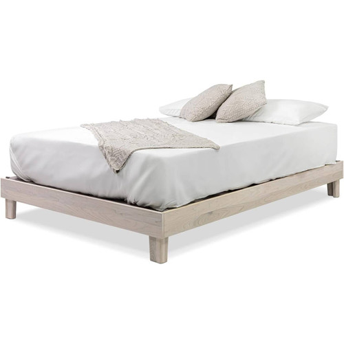 Full size Solid Wood Heavy Duty Platform Bed Frame in Off-White - Made In USA Q280-AMIFL5946