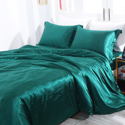 Color: Dark Green, Size Specification: 1.8m - Four-piece Silky Sleep Bare Silk Quilt Cover Q119-CJCS237770527AZ