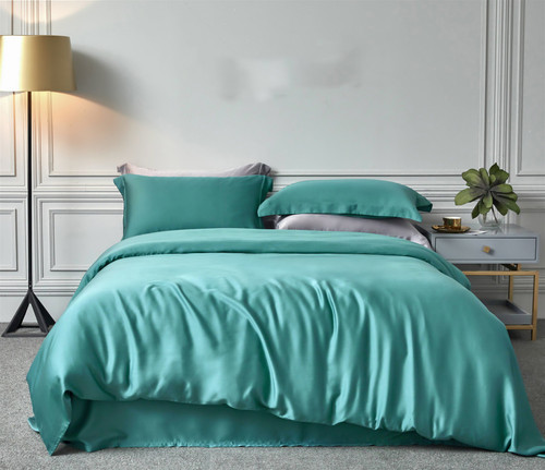 Color: Ink jade, Bedding Size: 1.5m1.8m - Tencel Double-sided Pure Blue Fine Tencel Simple Silky Sm Q119-CJCS167758913MN