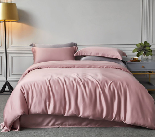 Color: Pink, Bedding Size: 1.8m2m - Tencel Double-sided Pure Blue Fine Tencel Simple Silky Smooth B Q119-CJCS167758902BY