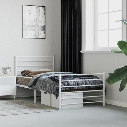  Bed Frame White Powder-coated steel Single Bed Frame A949-352380