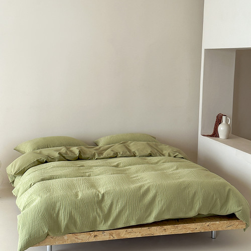 Pattern: Mustard Green, Size Specification: 1.8m Bed Sheet - Class A Cotton Texture Tree Pattern Fo Q119-CJCS254709908HS