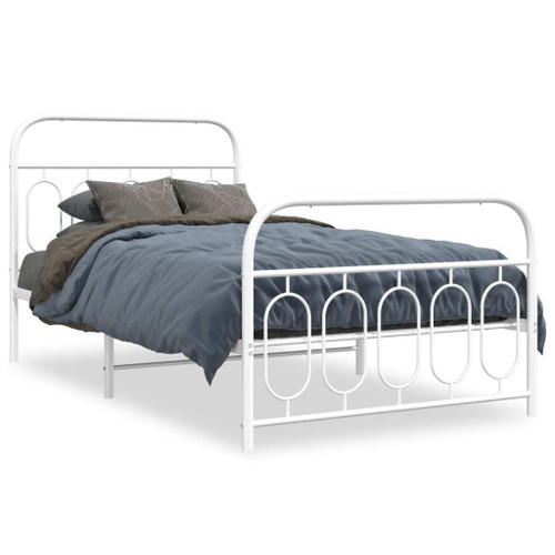  Bed Frame White Steel Twin Bed Frame Rectangular Modern A949-377179