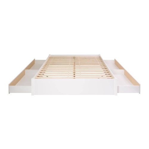 King Size 4 Drawer Storage White Wooden 4 Post Platform Bed  Frame Q280-RTYWH780964