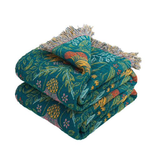 Color: Green, Size: 200x230cm - Tassel Sofa Towel Cotton Gauze Casual Blanket Q119-CJYD241849202BY