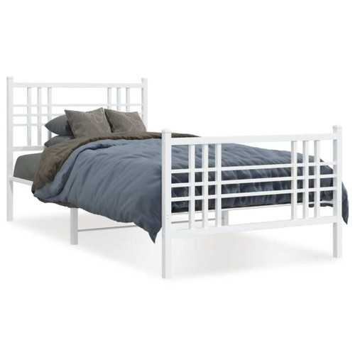  Bed Frame White Steel Single Bed Frame Rectangular A949-376386