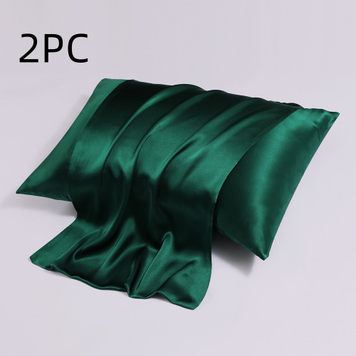 Color: Dark Green, Size: 51x91CM-2PC, style:  - Zipper Silk Double-sided Pillowcase Household Q119-CJCS247223317QJ
