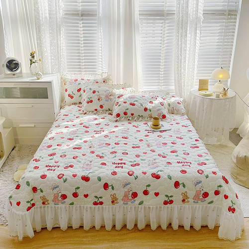 Pattern: Anna Sue Rabbit, Size Specification: 240x245cm Sheet Bed Cover - Cotton Lace Embroidery Qu Q119-CJYD199480317QJ