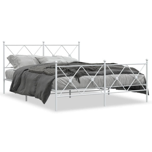  Bed Frame White Steel King Size Bed Frame Rectangular Durable A949-376571
