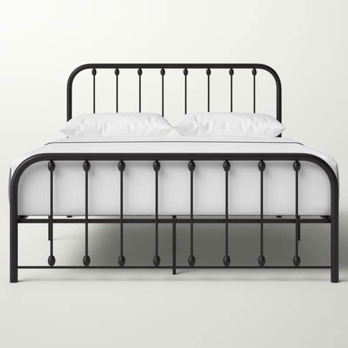 Queen Classic Black Metal Bed Frame with Rounded Corners Headboard and Footboard Q280-QNBLKMP139587416