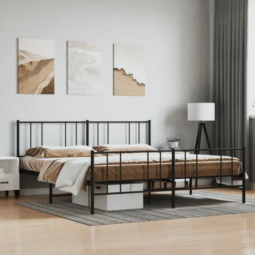  Bed Frame Black Powder-Coated Steel 72 x 84 in Bed Frame A949-352503