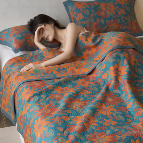 Color: Summer Light Year Orange Blue, Size Specification: Two Piece Set 150 ?— 200cm - Cotton Three Q119-CJZW244625628BY