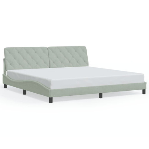  Bed Frame with LED without Mattress Light Gray 76"x79.9" Velvet A949-3213888