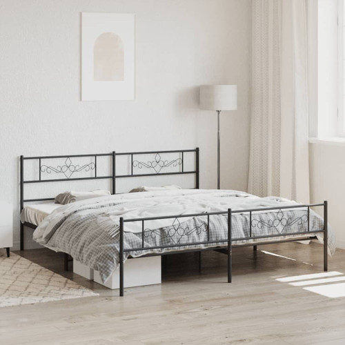  Bed Frame Black Steel Double Modern Bed Frame Rectangular A949-355291