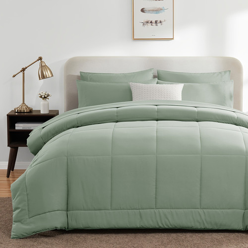 Color: SageGreen, Size: Full - 7-piece Bagged Bedding Set Suit Q119-CJYD245271419SH