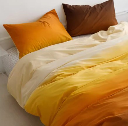Color: Setting sun, style: Fitted Sheet-1.8m, Bedding Size:  - Simple Gradient Color Bed Four Sets  Q119-CJCS191891079AZ