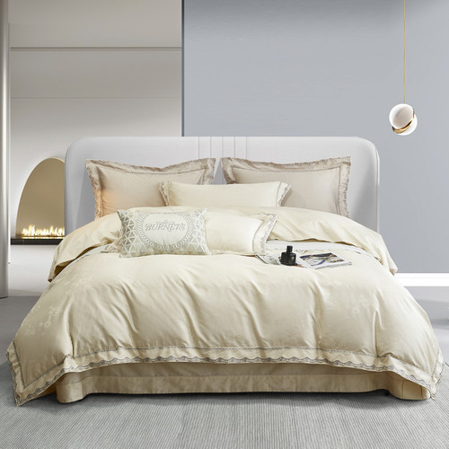 Pattern: Ailin White, Size Specification: 2 M Bed - Cotton Tribute Silk Jacquard Four-piece Long-st Q119-CJCS199498015OL